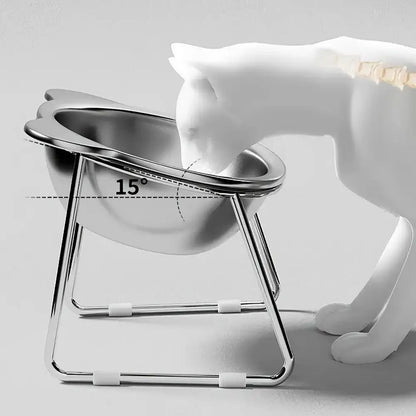 Tilted Stainless Steel Bowl Set for Cats and Dogs, 15-Degree Food and Water Bowls, Elevated Feeding Bowl, Anti-Tip Elevated Bowl System, Easy Clean Design
