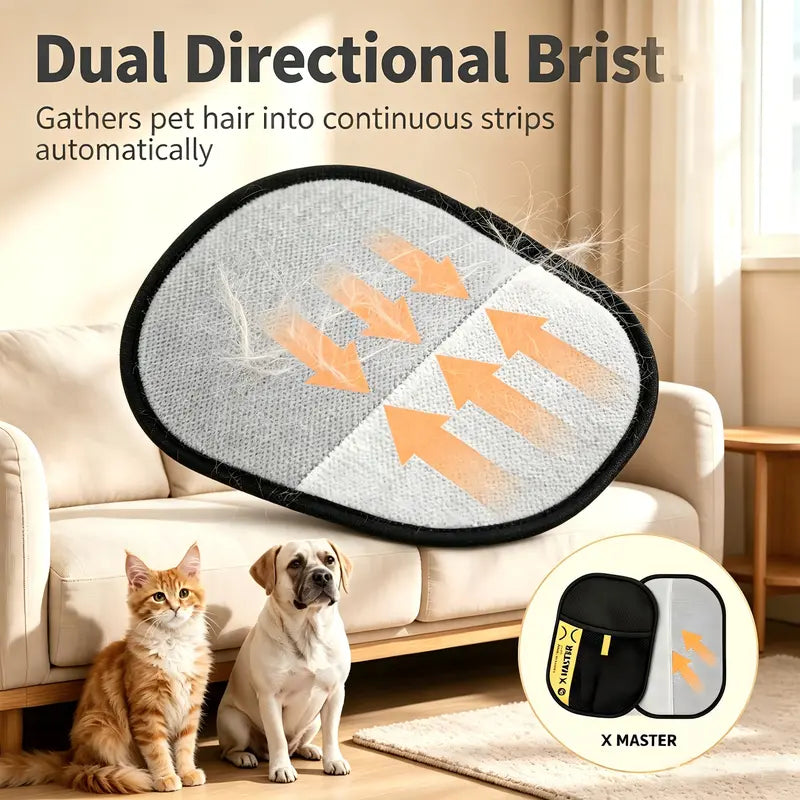 Reusable Electrostatic Pet Hair Removal Glove, Enhanced Pet Grooming Mitt for Cats and Dogs, Efficient Pet Shedding Fur Remover, Great for Sofa, Furniture, Carpet, Car Seat, Home Pet Cleaning