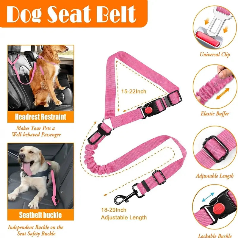 Ergonomic No-Pull Dog Harness, Collars & Leash Set (6Pcs, Pink/Large) - Metal-Buckle Tough, Comfortable, Easy to Clean, W/ Seat Belt, Collapsible Bowls & Poop Bag Dispenser, Ideal for Hiking, Walking, Fits Small-Large Dogs - Home Improvement Supplies